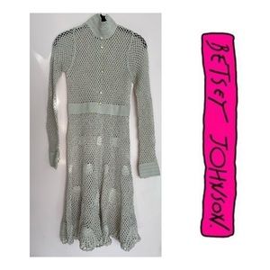 Vintage Betsey Johnson Oatmeal Crochet Victorian Dress Size Small 💖